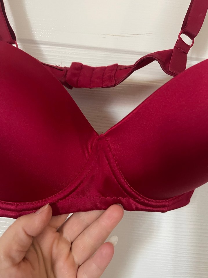 90 C Kırmızı Desteksiz Süngerli Balenli Sütyen - Görsel 4