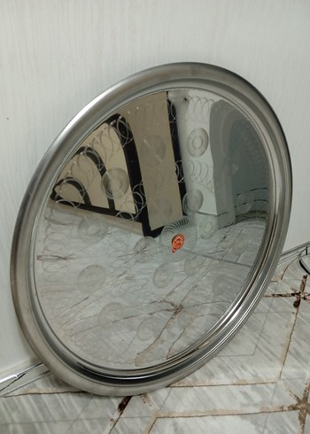 Gri Parlak Modern Yuvarlak Tepsi - Görsel 3