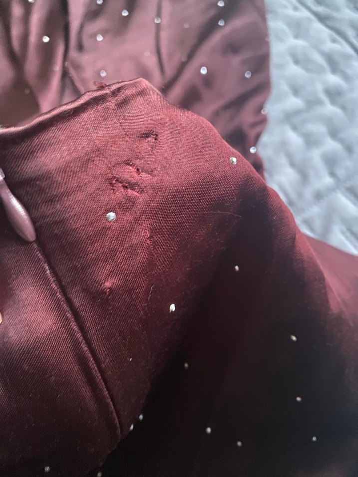 Manuka Bordo Uzun Kollu Saten Elbise - Görsel 3