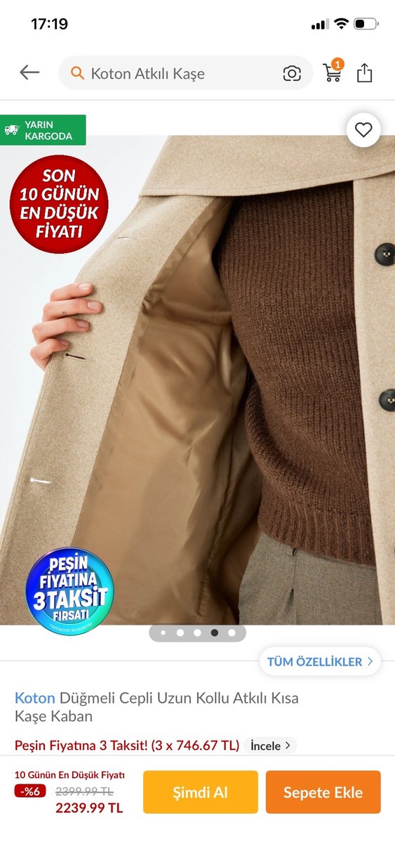 Atkılı Bej Kaban - Görsel 2