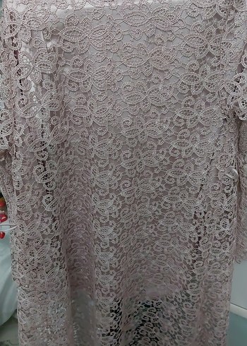 Bej Dantel Detaylı Uzun Kadın Sabahlık - Görsel 3