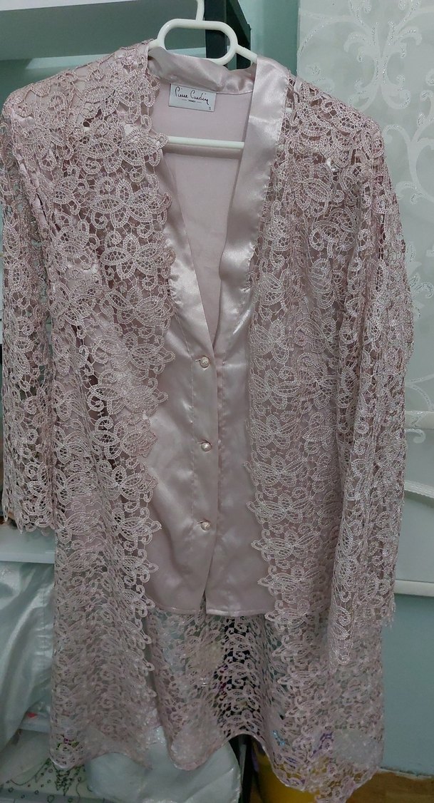 Bej Dantel Detaylı Uzun Kadın Sabahlık - Görsel 2