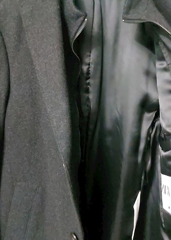 siyah Erkek Düğmeli Midi Kaban - Görsel 5