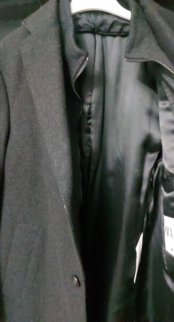 siyah Erkek Düğmeli Midi Kaban - Görsel 5