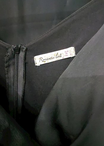 Uzun Siyah V Yakalı Drapeli Kadın Elbise - Görsel 3