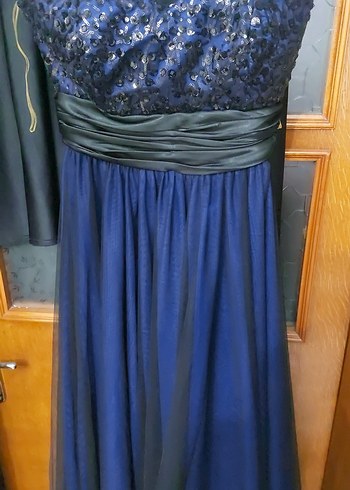 Lacivert Drapeli Uzun Abiye Elbise - Görsel 2