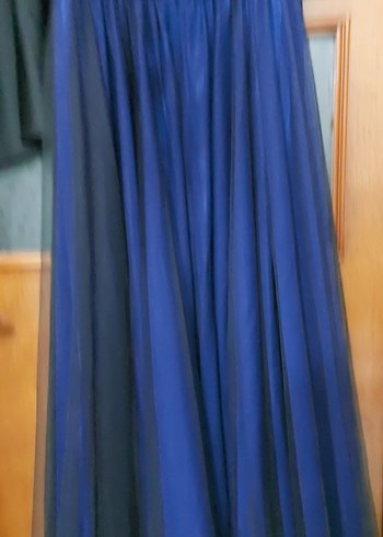 Lacivert Drapeli Uzun Abiye Elbise - Görsel 4