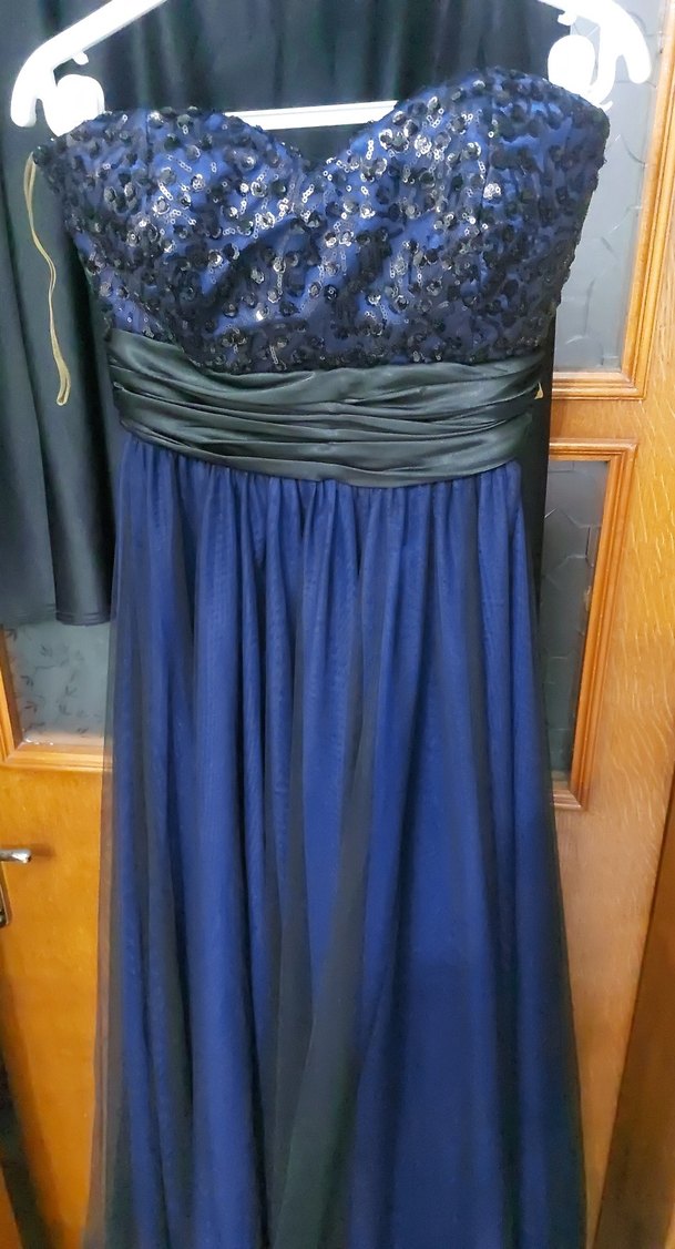 Lacivert Drapeli Uzun Abiye Elbise - Görsel 2