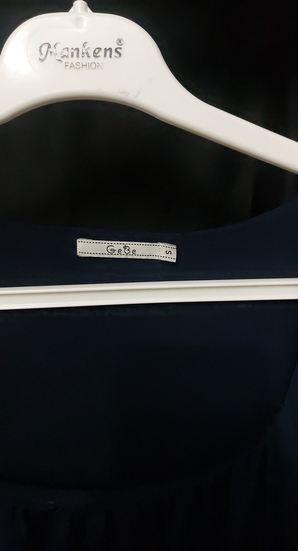 Lacivert Drapeli Kısa Kollu Midi Elbise - Görsel 2