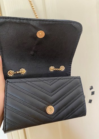 Beden siyah Renk Zincir Detaylı Siyah Deri Kadın Çanta