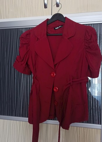 Kısa Kollu Kırmızı Kadın Blazer Ceket