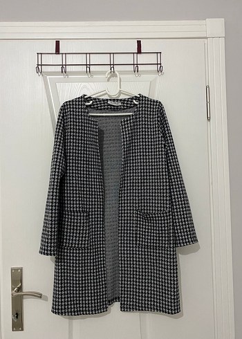 Kazayağı Desenli Midi  Mevsimlik Kadın Kaban - Görsel 2