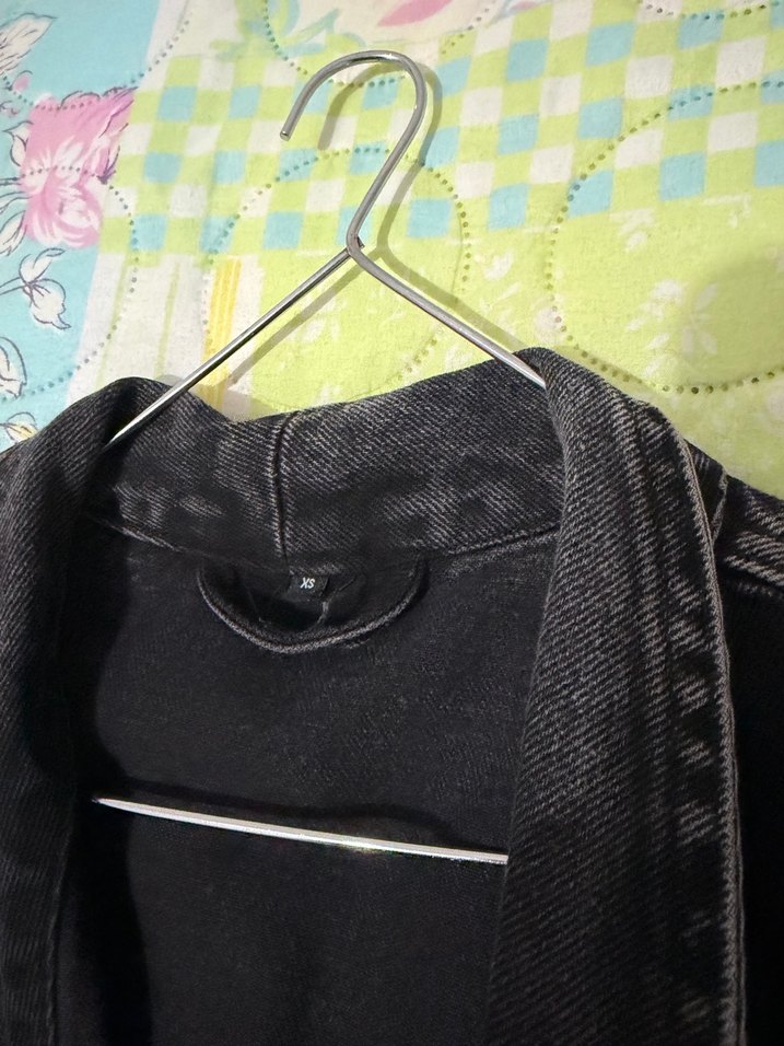 Kemerli Siyah Kadın Denim Ceket - Görsel 4