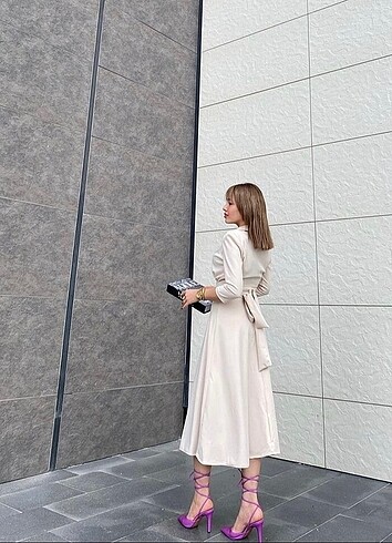 Krem Şık Elbise - Görsel 2