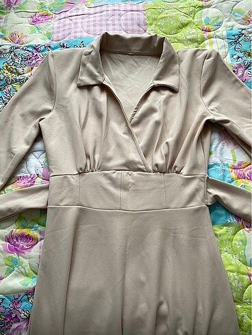 Krem Şık Elbise - Görsel 4