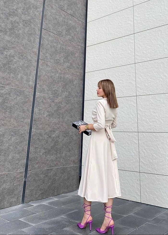 Krem Şık Elbise - Görsel 2