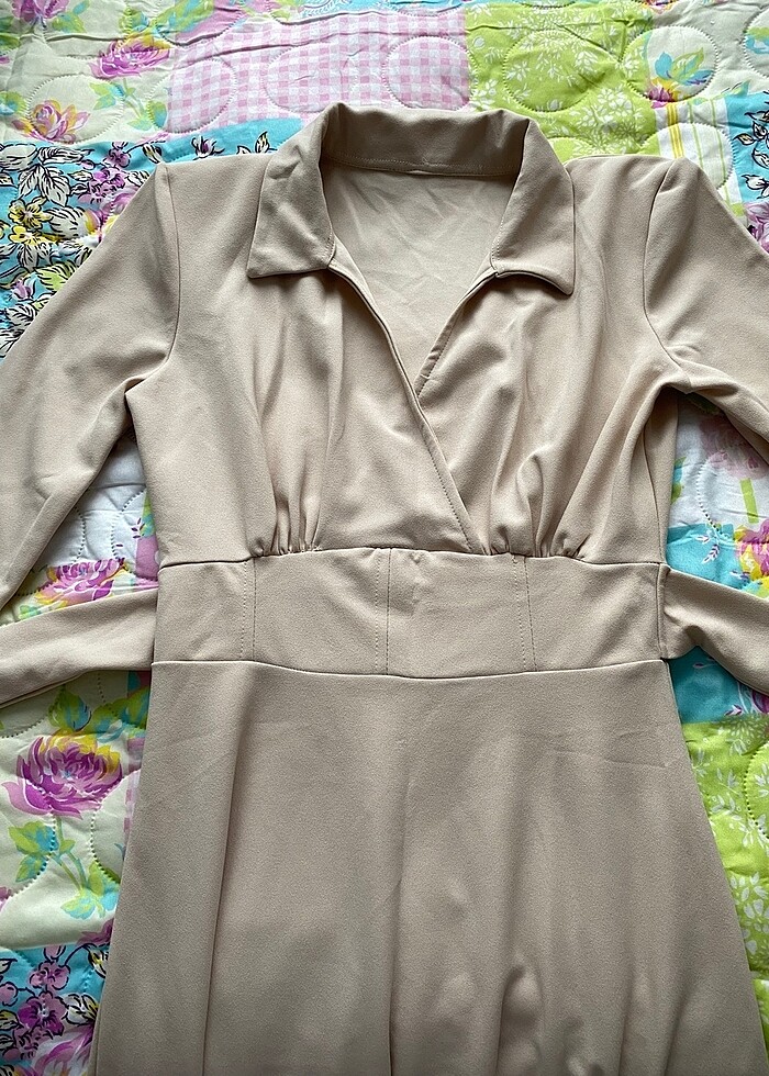 Krem Şık Elbise - Görsel 4