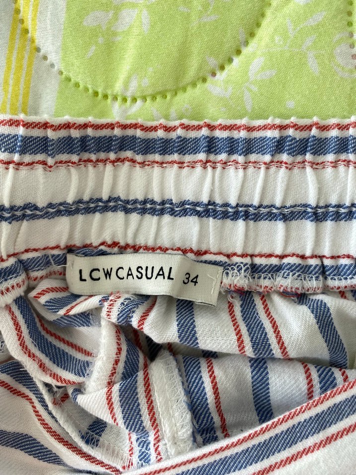 Çizgili, Bol Kesim, Pamuklu Kadın Pantolon - Görsel 3