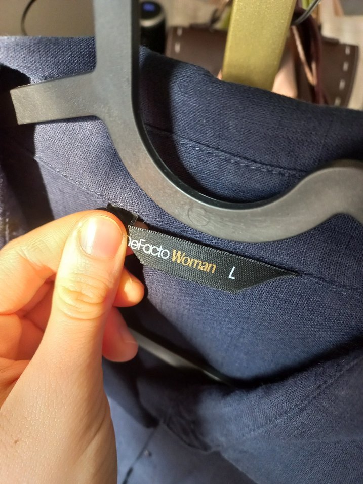 Düğmeli Lacivert Denim Kadın Gömlek - Görsel 3