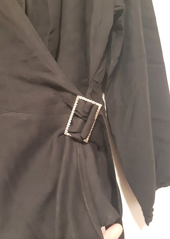 xxl Beden Kemerli Siyah Kadın Bluz