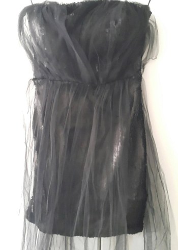 Siyah Straplez Uzun Gotik Elbise - Görsel 3