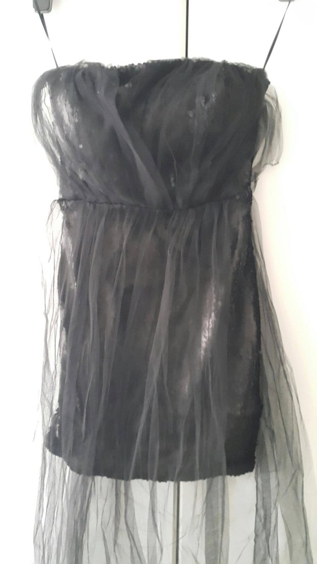 Siyah Straplez Uzun Gotik Elbise - Görsel 3