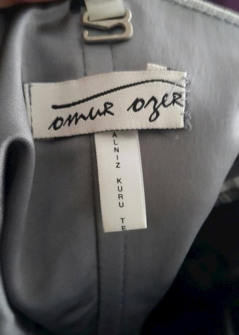 Straplez Siyah Gri Midi Bağlamalı Abiye Elbise - Görsel 4