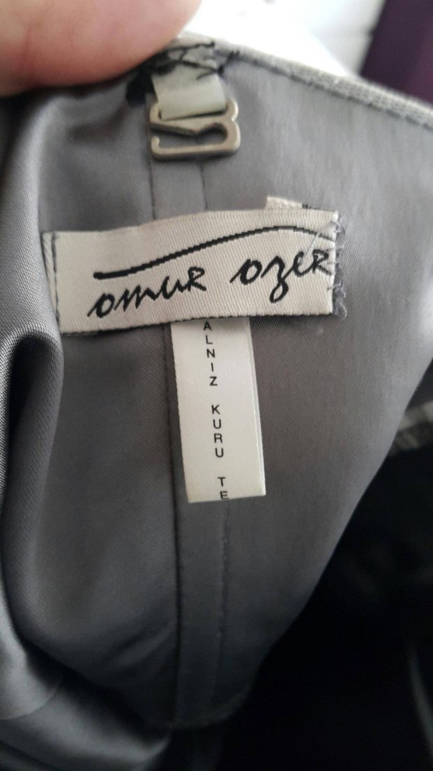 Straplez Siyah Gri Midi Bağlamalı Abiye Elbise - Görsel 4