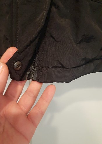 Düğmeli Siyah Midi Street Wear Kadın parka - Görsel 4