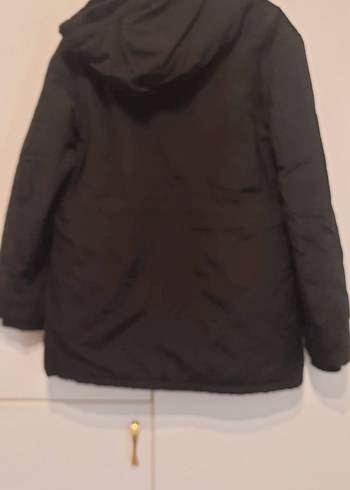 Düğmeli Siyah Midi Street Wear Kadın parka - Görsel 2