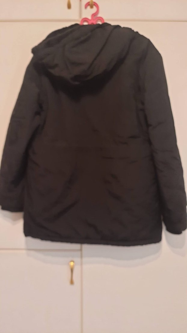 Düğmeli Siyah Midi Street Wear Kadın parka - Görsel 2