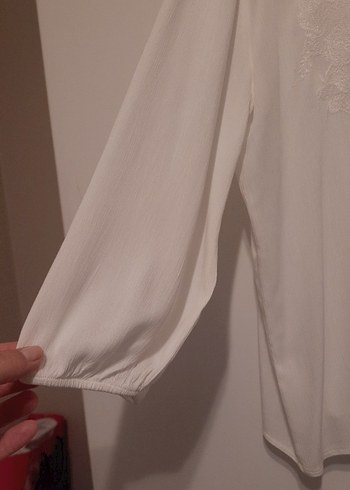 xl Beden beyaz Renk Bohem V Yakalı Beyaz Gömlek