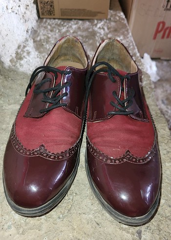 Bordo Süet Kadın Oxford Ayakkabı