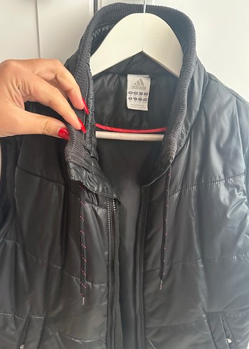 Adidas Siyah Deri Fermuarlı Kolsuz Kadın Yelek