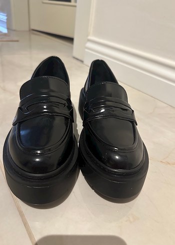 Diğer Siyah Platform Topuklu Kadın Loafer Ayakkabı