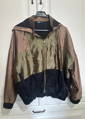 Kahverengi Kapüşonlu Kadın Streetwear Ceket