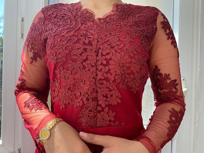 Bordo elbise abiye