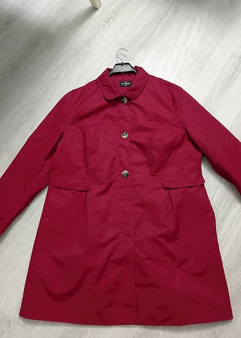 Bordo Düğmeli Midi Kadın Kaban
