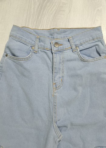 34 Beden mavi Renk Beltli Mavi Geniş Paça Kadın Kot Pantolon