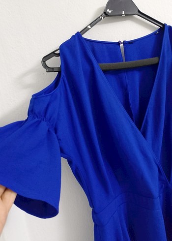 Mavi Kısa Kollu Mini Tulum - Görsel 5