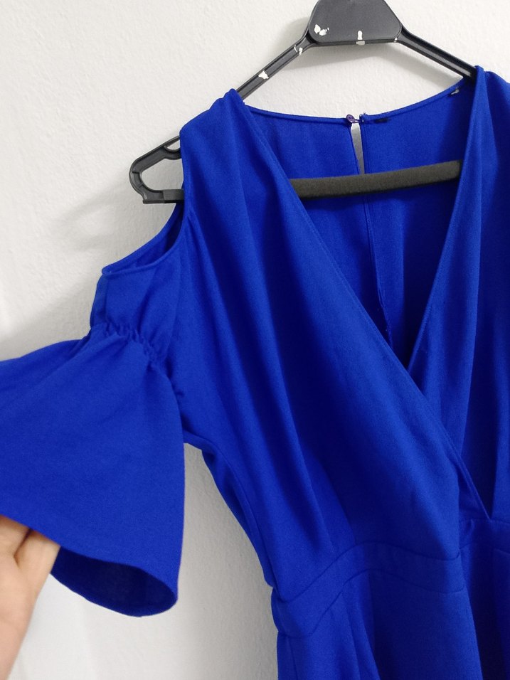 Mavi Kısa Kollu Mini Tulum - Görsel 5