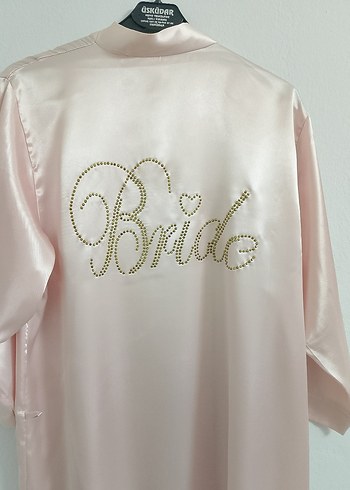 Pembe Parlak Bride Yazılı Kadın Sabahlık - Görsel 5