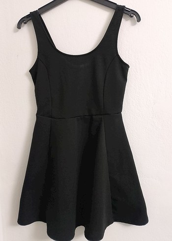 Siyah Mini Elbise, Kolsuz, İnce Kesim - Görsel 5