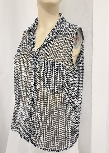 Gri Desenli Düğmeli Kolsuz Gömlek - Görsel 6