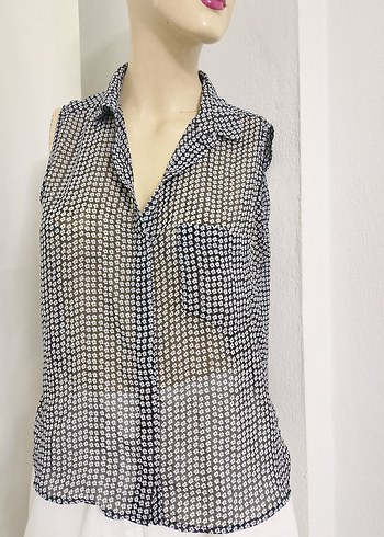 Gri Desenli Düğmeli Kolsuz Gömlek - Görsel 5