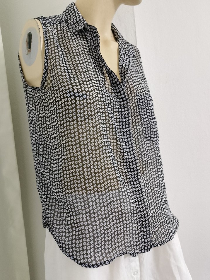 Gri Desenli Düğmeli Kolsuz Gömlek - Görsel 3