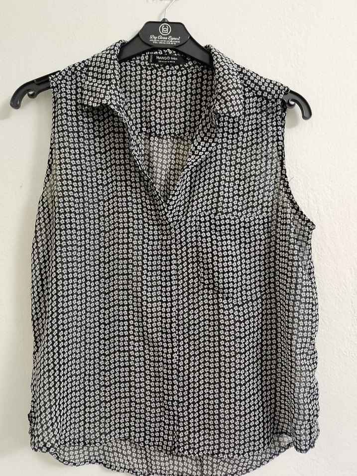 Gri Desenli Düğmeli Kolsuz Gömlek - Görsel 2