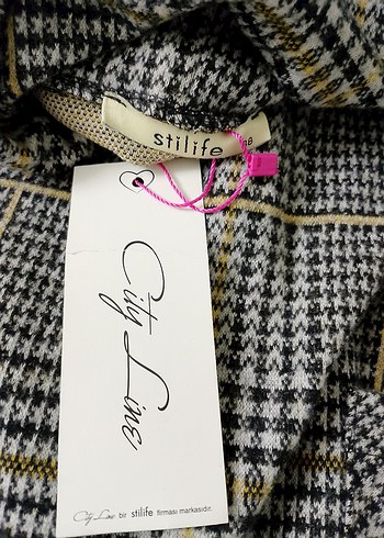 Gri Ekose Desenli Boğazlı Uzun Elbise - Görsel 4