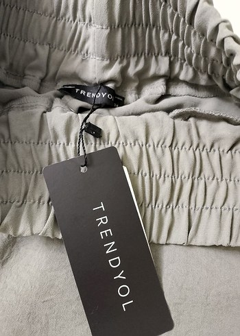 Gri Keten Kadın Bol Pantolon - Görsel 8