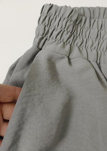 Gri Keten Kadın Bol Pantolon - Görsel 10